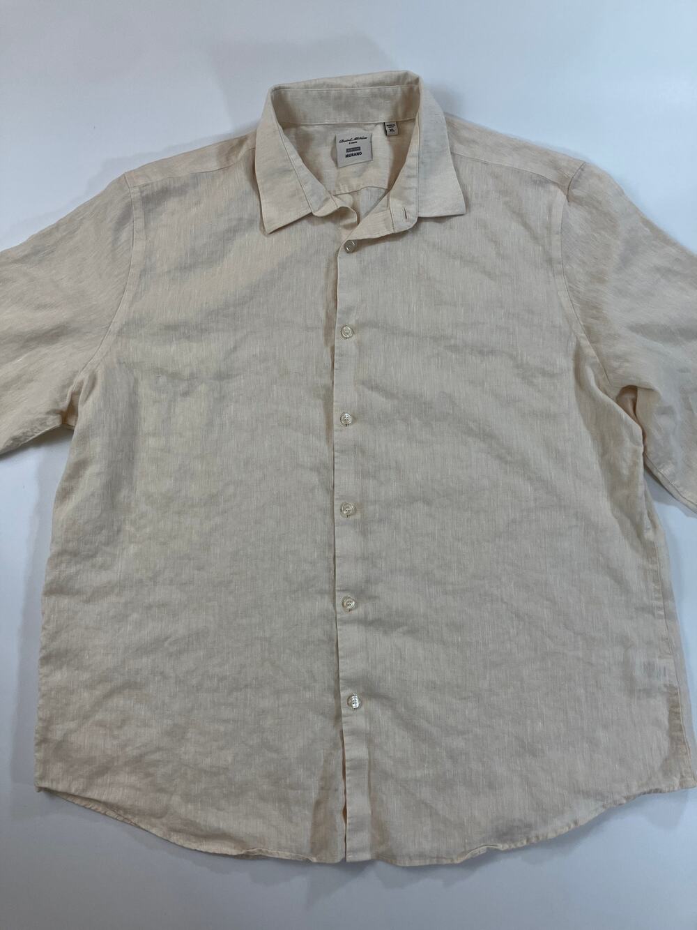 Baird McNutt Murano Irish Linen Shirt Mens XL Beige Long Sleeve Button Up